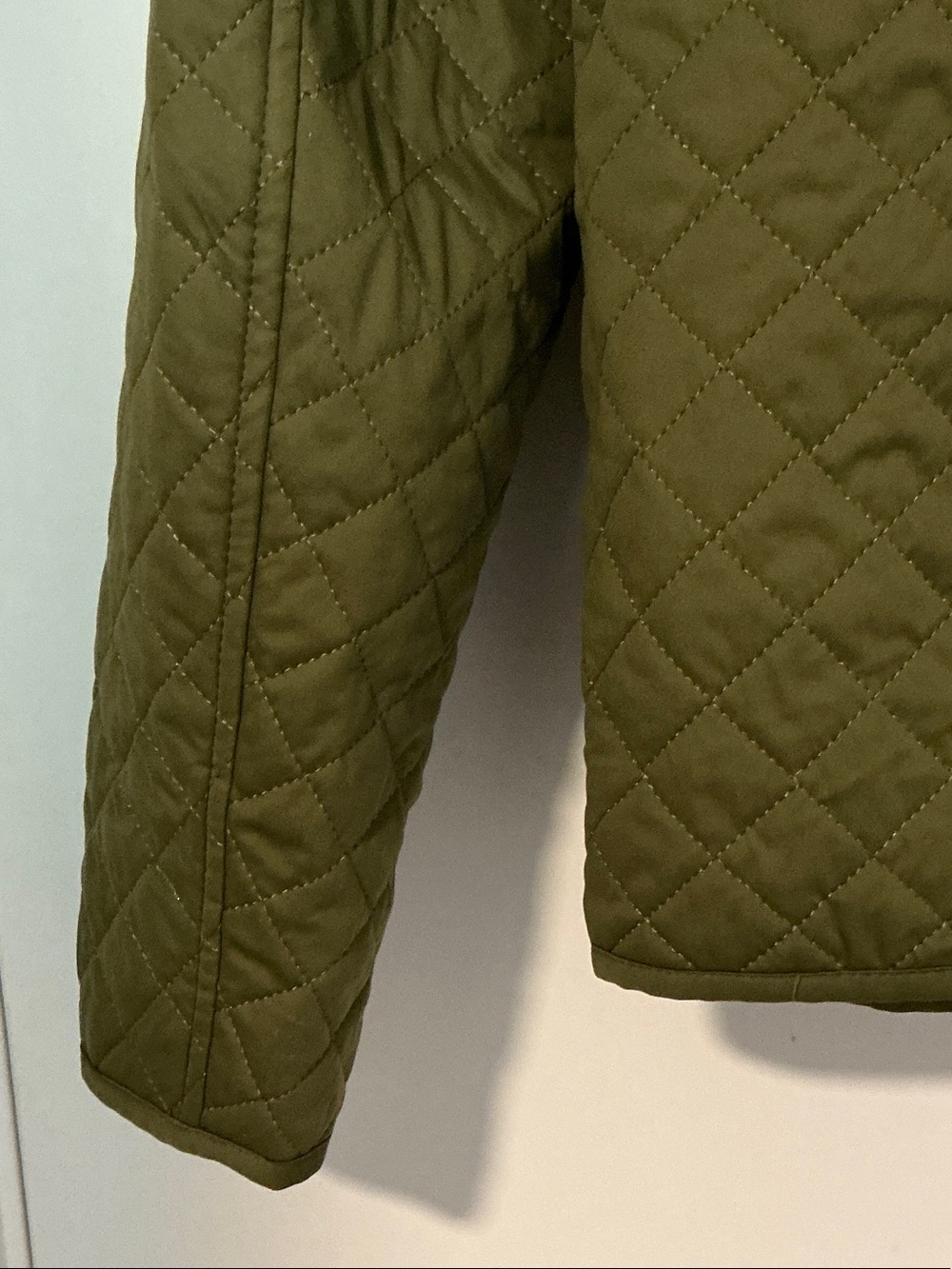 bagatelle Olive Quilted Bomber Jacket with Brown Corduroy Collar - Picture 11 of 11
